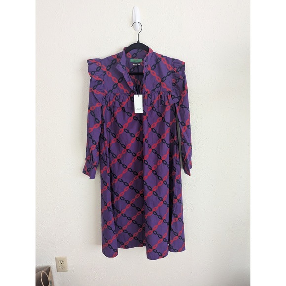 Clare V Charlotte chain print midi shirt dress size XS NWT Parisian chic - Picture 2 of 7